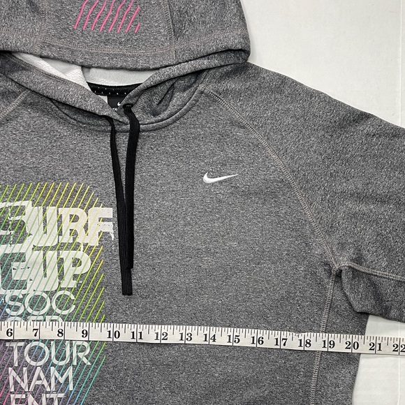 NIKE Womens Medium Hoodie Sweatshirt Surf Cup Soccer Gray Long Sleeve Therma Fit - Picture 8 of 9
